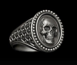 classic skull ring skullring rocker gothic medieval knight bone cathedral biker jewelryskull warrior art roman gladiator men silver gold jewelry rings 3d print model - Mito3D
