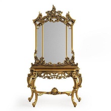 classic table furniture antique ornate luxury art design gallery wall mirror decorate baroque rococo retro deco gilded gold carve gilt wood vintage house 3d print model - Mito3D