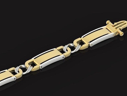 classic two-metal wide bracelet lock unisex 587 two metal jewelry gold women men fashion without stones breites armband braccialetto largo man stylish trendy bracelets 3d print model - Mito3D