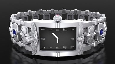 classico orologio angeli Timer lusso oro argento polso elegante esclusivo gioielleria viso diamante stampabile giglio 3djewelry moda 3d print model - Mito3D