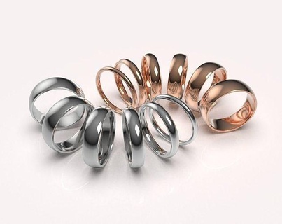 classic wedding band set 2-7 mm width wide rings 2mm 3mm 4mm 5mm 6mm 7mm 2 3 4 5 6 jewelry 3d print model - Mito3D