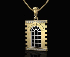 classique fenêtre pendentif 3d imprimable bijoux pendentifs or argent platine brillant sterling femmes médaillon pierres précieuses Hommes diamant maison 3d print model - Mito3D