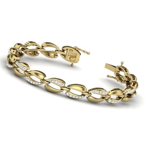 classico donna braccialetto ovale oro stampabile diamante Uniti d'America Canada gioielleria 3dmodel cad 3dprint argento gioiello Israele Australia braccialetti unito 3D print model - Mito3D