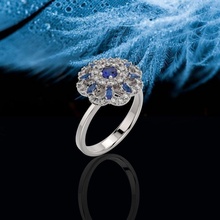 classical blue floral ring - jewelry 3d an-375 luxury precious rings jewel precius 3dm print engagement printable diamond fashion gold engagem brilliant beauty diamant 3d print model - Mito3D