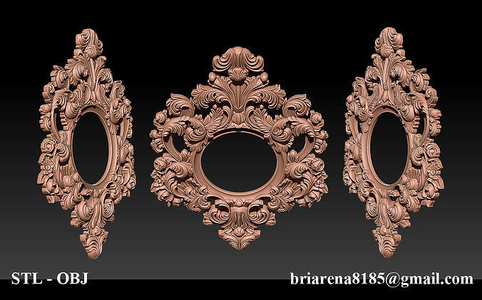 classical carved frame machine 3d model cnc printed stl mirror reliefs routers vintage ornament wood carve wall antique baroque decoration art signs logos 3D print model - Mito3D