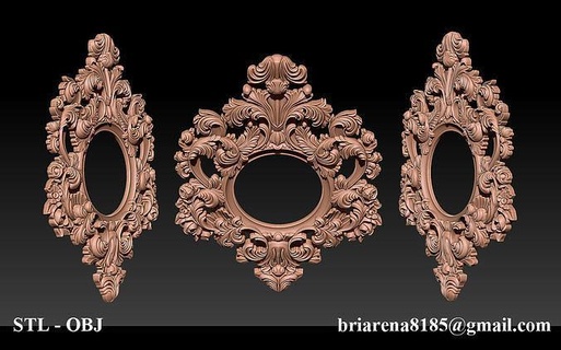 classical carved frame machine 3d model frame cnc printed stl mirror reliefs routers vintage ornament wood carve wall mirror antique baroque decoration art signs logos signs logos  3d print model - Mito3D