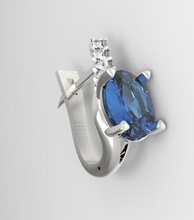 classici orecchini di zaffiri blu e diamanti gioielli classica in oro bianco fidanzamento zaffiro i gli 3d print model - Mito3D