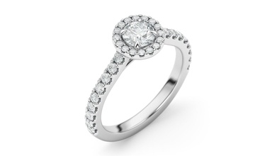 clássico halo anel redondo jóias 3d brilhantes diamante engagem o engajamento gem ouro modelo pêra printable anéis rodada de prata sterling 3d print model - Mito3D