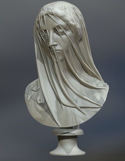 klasik heykel büst örtülü bakire giovanni boğaz kadın taş mermer duvak vesika sanat deko heykelcik yunan i̇talyan baş tek renkli gelin perdelik kumaş heykeller şekil düğün 3d print model - Mito3D
