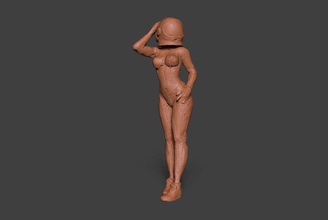 clay astro girl 2 female woman astronaut space helmet nude naked sculpt anatomy body sketch legs sexy hot shoes miniature figurine art sculptures 3d print model - Mito3D