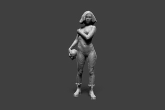 clay girl 11 art anatomy body sketch woman female pose skull skeleton standing miniature hair boots legs arms sculptures 3d print model - Mito3D