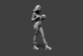 clay girl 15 anatomy body sketch legs arms skull skeleton pose standing female woman art miniature people sculptures 3d print model - Mito3D
