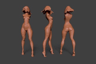 argile fille 2 esquisser torse corps anatomie sculpter femme femelle cheveux jambes figurine miniature doux mignonne cool pose art sculptures 3d print model - Mito3D