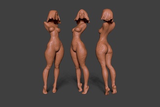 lehm mädchen 3 skizzieren körper anatomie torso beine weiblich frau haar bildhauerei figur miniatur süss niedlich cool pose kunst skulpturen 3d print model - Mito3D