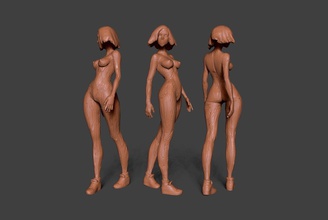 arcilla niña 8 anatomía cuerpo bosquejo esculpir mujer hembra pose lindo torso piernas cabello dulce frio zapatos brazos arte esculturas 3d print model - Mito3D