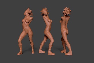arcilla niña 9 anatomía cuerpo bosquejo esculpir torso piernas cabello mujer hembra lindo pose zapatos frio arte esculturas 3d print model - Mito3D