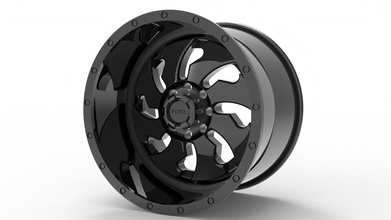 couperet arrière roue modèle jante imprimable voiture pneu argent noir rhinocéros américain courses loisir DIY automobile 3d print model - Mito3D