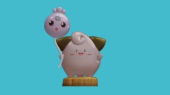 Cleffa igglybuff ballon Pokémon Jeux jouets anime Pikachu pokeball animal animaux fantaisie art dessin animé personnage sculptures cendre Jeu jouet homme sculpture 3d print model - Mito3D