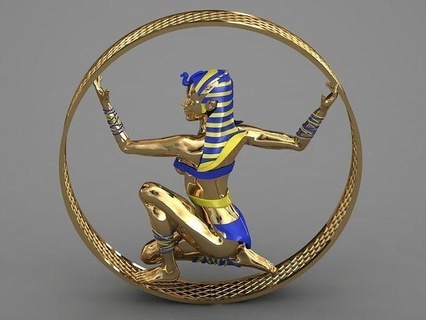 Cléopâtre vie cercle bijoux sculpture Egypte femme art or contemporain l'histoire niloufar mishahidi compétition illustration homme pendentifs 3d print model - Mito3D