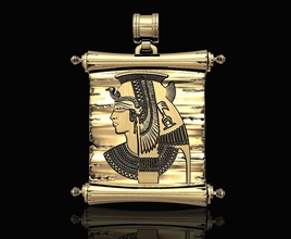 kleopatra parchment pendant 3d druckbar stl schmuck anhänger uralt ägyptisch gold silber platin männer frauen ägypten stilvoll obj pharao pergament 3d print model - Mito3D