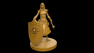 clerc v2 femelle saint guerrier combattant marteau bouclier fantaisie rpg table Jeux jouets planche 3d print model - Mito3D