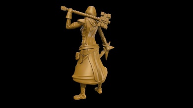 clérigo hembra santo sacerdote guerrero magia martillo arma juegos juguetes tablero 3d print model - Mito3D