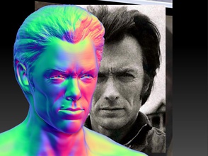 clint eastwood model bust 3d print western movie cowboy blondie man hollywood actor celebrity cinema sexy spaghetti american art sculptures human character head people 3d print model - Mito3D