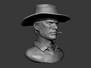 Clint Eastwood Cowboy zbrush 3d Modell Büste Modellieren Kunst Skulpturen 3d print model - Mito3D