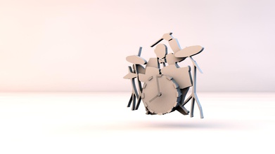 clock jazz drummer house music wall time decor home 3d print model - Mito3D