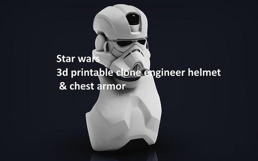 clone engineer phase 2 helmet body armor shock star wars trooper staff protection beautiful infantry character game art military man white green armour machine 3d print model - Mito3D