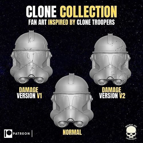 clone troopers collection heads action figures trooper clonetrooper stormtrooper black series star wars figure darth vader yoda head helmet games toys 3D print model - Mito3D