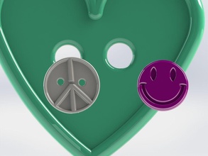 cloth buttons button fashion wear peace love smiley 3d print model - Mito3D