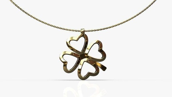 clover pendant jewelry gold silver jewellery gem print printing lux fashion modern cad floral flower art elegant pendants 3d print model - Mito3D