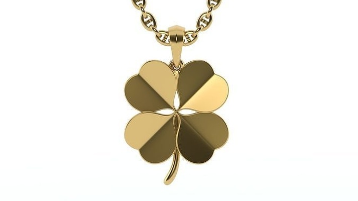 clover pendant jewelry gold platinum silver printable luck necklace leaf pendants 3d print model - Mito3D