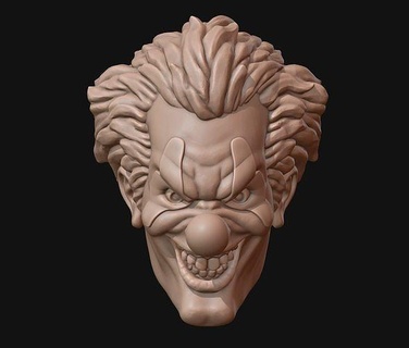 clown head joker horror miniatures pennywise souvenir circus human styled stylized grin mask makeup scary art sculptures 3d print model - Mito3D