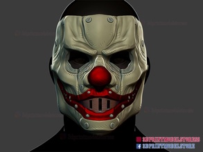 clown motociclo maschera cosplay Halloween casco orrore buio cavaliere burlone costume 3d print model - Mito3D