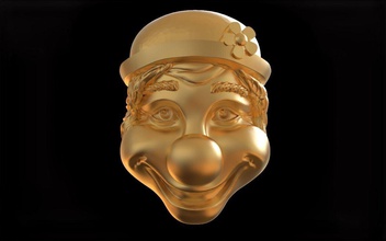 clown kopf halskette schmuck gold silber druckbar hanswurst harlekin verrückt pierrot halsketten 3d print model - Mito3D
