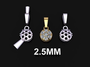 cluster diamond pendant 2mm50 7 stone jewelry chain necklace 2mm mix size fashion trend dainty women female traditional modern pendants 3d print model - Mito3D