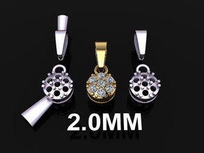 cluster diamond pendant 2mm 7 stone jewelry chain necklace mix size style fashion trend dainty women female traditional pendants 3d print model - Mito3D