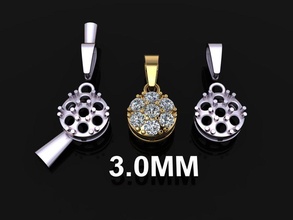 cluster diamond pendant 3mm 7 stone jewelry chain necklace fashion trend women female traditional modern engagement mix size pendants 3d print model - Mito3D
