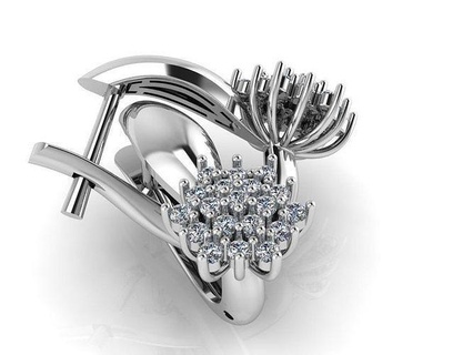 grappolo orecchino 381 squillare oro diamante spianare gioielleria argento produzione moda design Fidanzamento gemma stampabile sterlina braccialetto cubano collana pendente anelli orecchini 3d print model - Mito3D