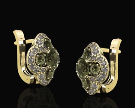 cluster de boucles d'oreilles en pierres précieuses bijoux 3d imprimable stl des boucle d'oreille gem pierre précieuse or d'argent le platine femmes la mode diamant 3d print model - Mito3D