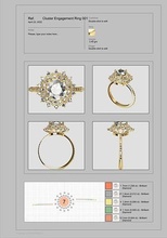 cluster engagemnet template design model create fashion jewelry rings 3d print model - Mito3D