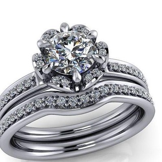 racimo aureola Clásico flor diseño moderno nupcial anillos Boda clusterring halorings diamante imprimible anillo joyería plata Moda compromiso clasico diseñador elegante hermoso joya colgante pendiente 3d print model - Mito3D