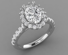 grappe style bague gemmes bijoux diamants femme fille mode imprimable brillant or argent beauté femelle anneaux 3d print model - Mito3D