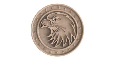 cnc eagle face aspire wood machining keyshot art coins badges 3d print model - Mito3D