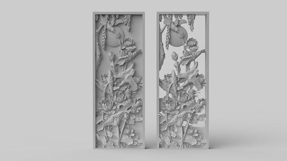 cnc sculpted traditional asian relief vol 2 ornament carving chinese japan panel machining birds art sculptures 3d print model - Mito3D