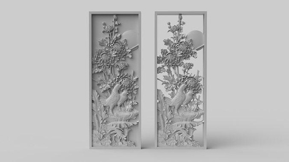 cnc heykel geleneksel Asya Rahatlama cilt 4 süs oymacılık Çince Japonya panel işleme kuşlar Sanat heykeller 3d print model - Mito3D