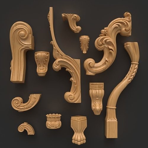cnc victorian furniture leg collection 10 table ornament classic carving stl molding house 3D print model - Mito3D