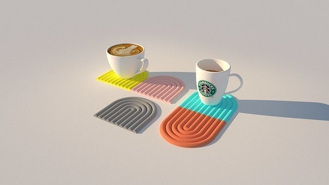 Coaster demi cercle minimaliste tasse tasses thé café verre conception cuisine boisson boissons maison manger 3D print model - Mito3D